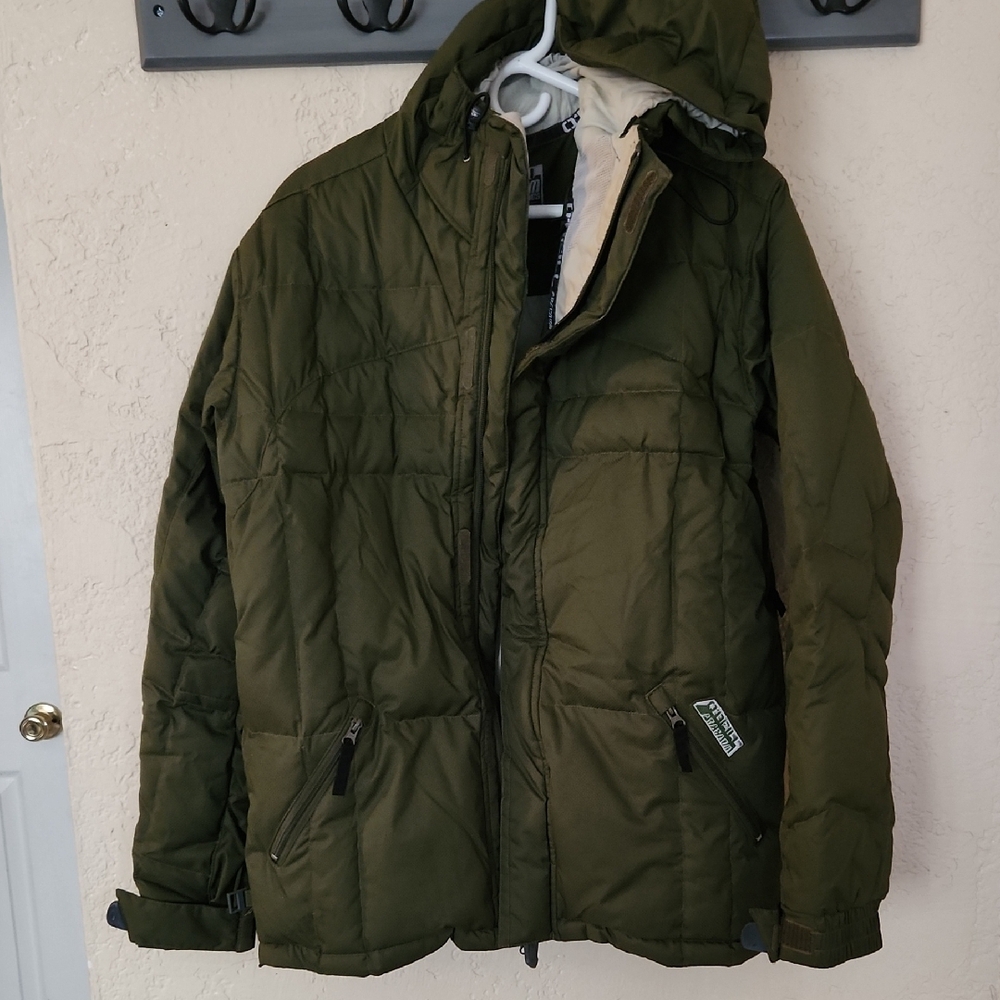 Green Puffer Jacket with Hood